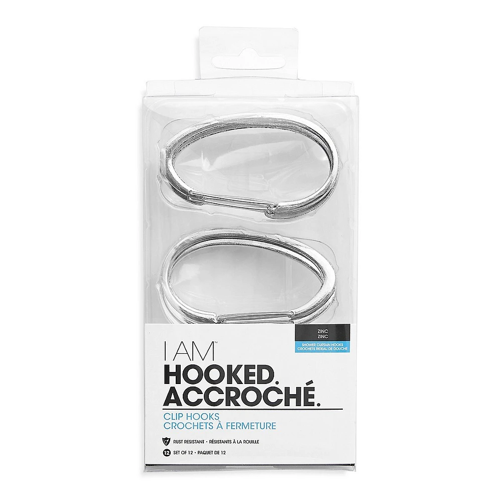 Bathroom Basics I Am Hooked 12-Piece Clip Hooks Set