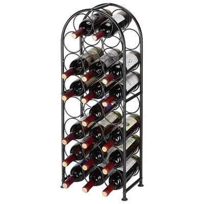 23 Bottles Wine Rack, Metal Arched Free-standing Floor Wine Holder With 4 Adjustable Foot Pads, Black