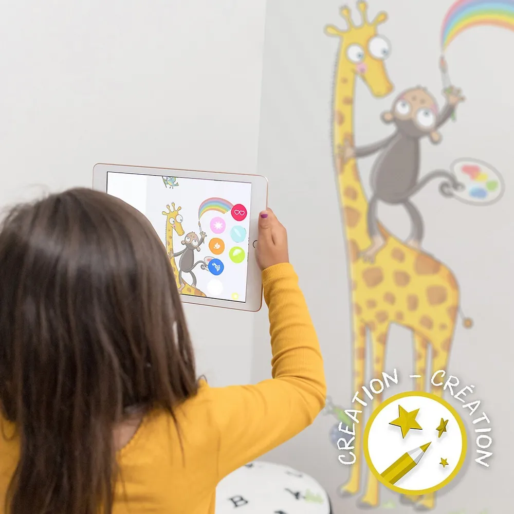 Kids Wall Decals - Interactive Wall Stickers - Augmented Reality With Free App, Discover Colors, Educational Toy