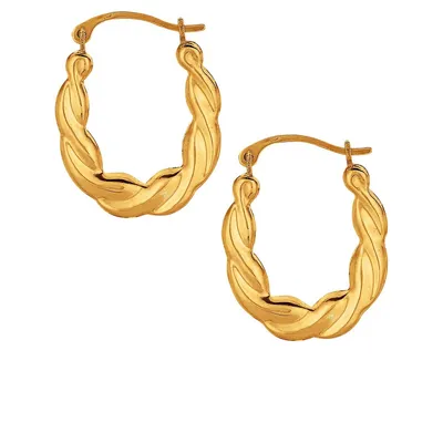 10k Gold Oval Twist Hoop Earrings