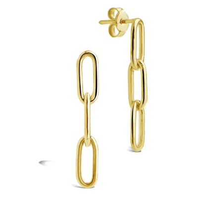 14k Italian Gold Paperclip Chain Drop Earrings