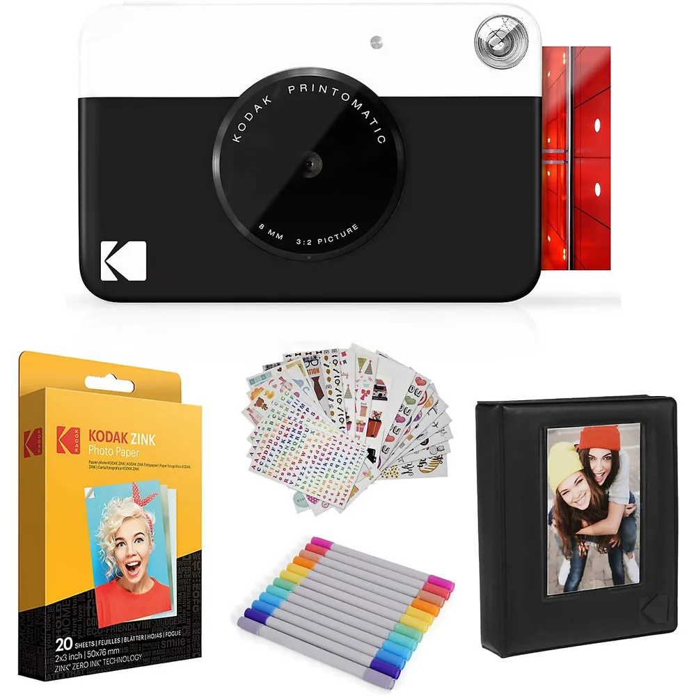 Kodak Printomatic Instant Camera Gift Bundle + Zink Paper (20