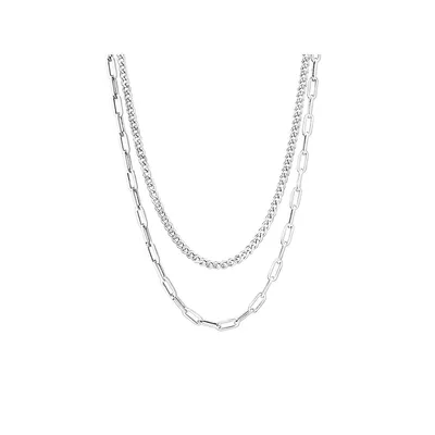 50cm (20") Curb And Paperclip Chain In Sterling Silver