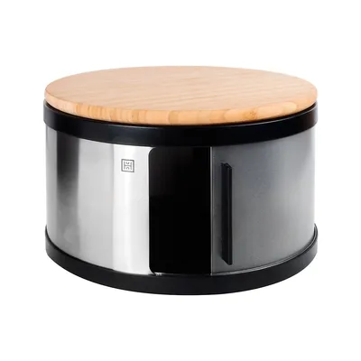 Rounded Bread Bin With Bamboo Chopping Board