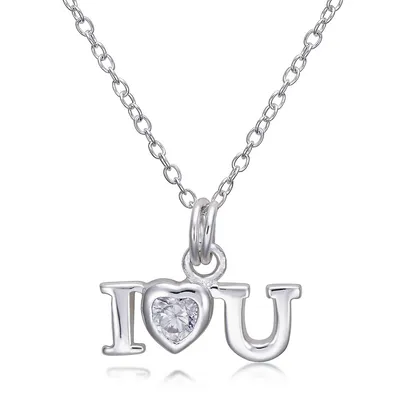 Sterling Silver 18" I Love You Pendant Necklace