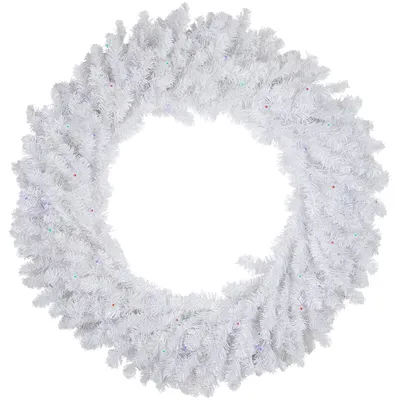 Pre-lit White Pine Battery Operated Christmas Wreath - 36" - Multicolor Led Lights