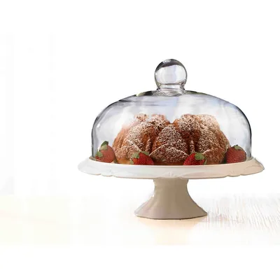 Bianco Pedestal Cake Plate And Dome 30cm