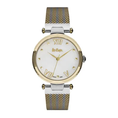 Ladies Lc06880.220 3 Hand Silver Watch With A Two Tone Mesh Band And A White Dial