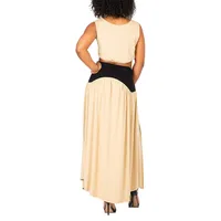 Women's V Waist A Line Side Slit Flared Maxi Skirt