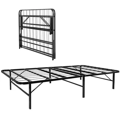 Twin Size Foldable Platform Bed Frame, 14" H Metal Mattress Foundation Tool-free Assembly