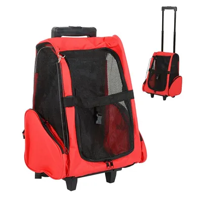 Pet Carrier Luggage Box Cat Dog Backpack Crate Rolling Wheel