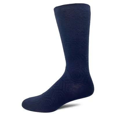 Men's Geometric-Patterned Crew Socks