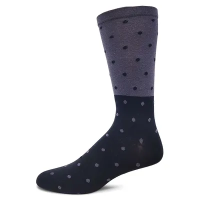 Men's Colourblock Dots Non-Elastic Crew Socks