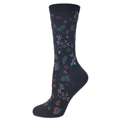 Women's Holly and Leaves Crew Socks