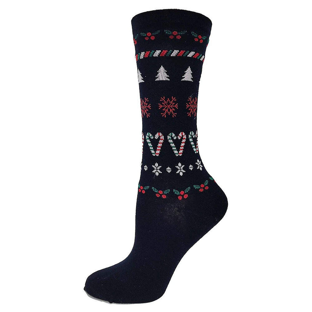 Chaussettes mi-mollet à motif de canne en bonbon pour femme