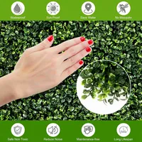 12 Pcs 20''x20'' Artificial Boxwood Plant Wall Panel Hedge Privacy Fence