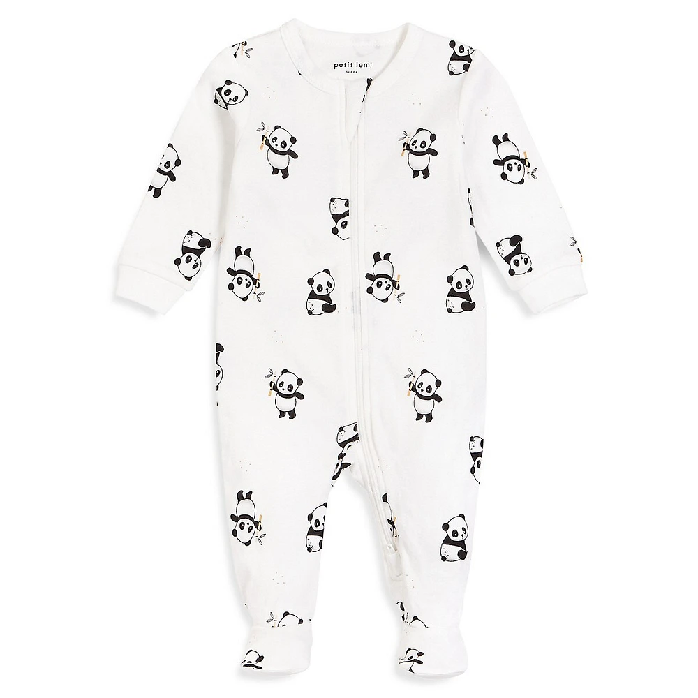 Baby Girl's Panda Print Footed Sleeper