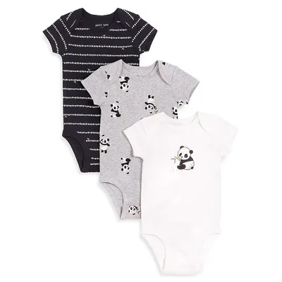 Baby Girl's 3-Pack Panda-Print Diaper Shirts