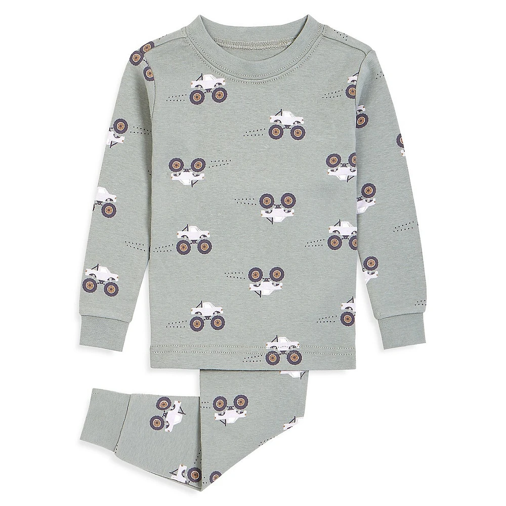 Ensemble haut et pantalon de pyjama à motif camions pour bébé garçon, deux pièces