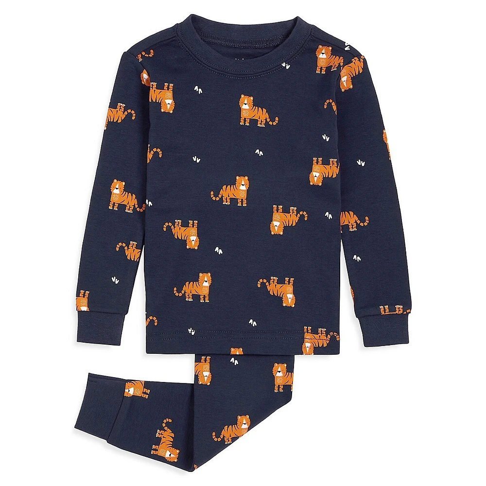 Ensemble haut et pantalon de pyjama à motif tigre pour bébé garçon, deux pièces