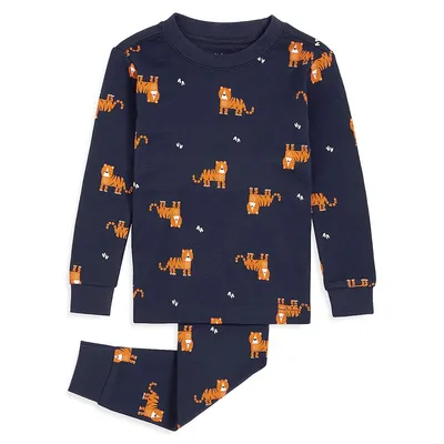 Baby Boy's 2-Piece Tiger Print Top & Pants Pyjama Set