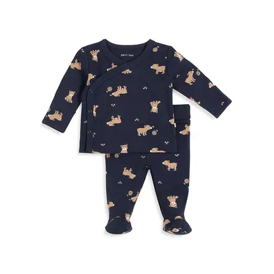 Baby's 2-Piece Bears Top & Footed Pants Set