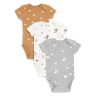 Baby's 3-Pack Short-Sleeve Printed Bodysuits