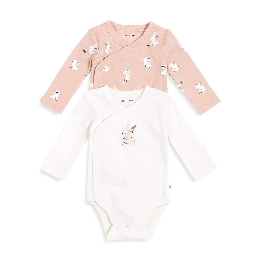 Petit Lem Baby's 2-Pack Long-Sleeve Bodysuits