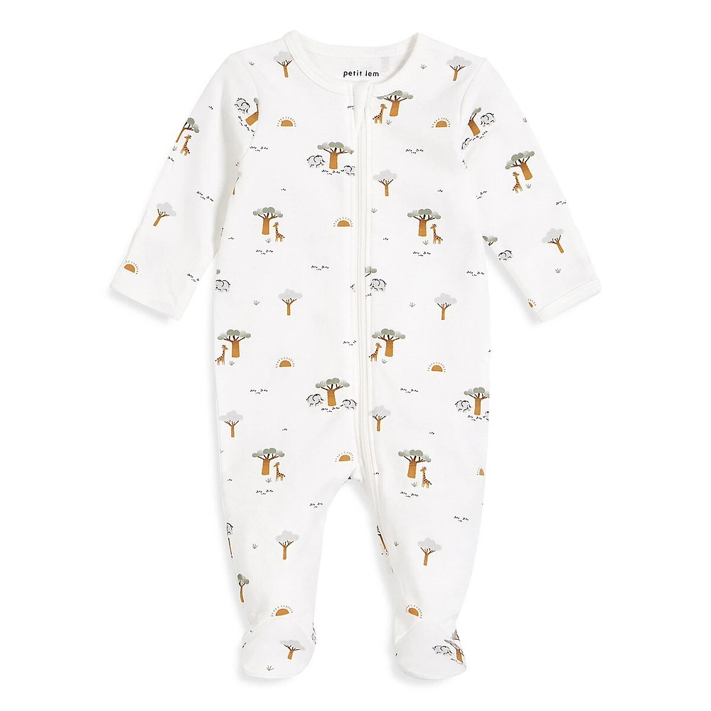 Baby's Long-Sleeve Jungle-Print Footie