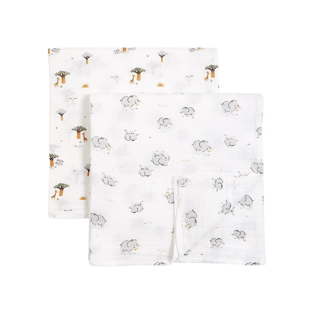 Baby's 2-Pack Printed Swaddle Blankets