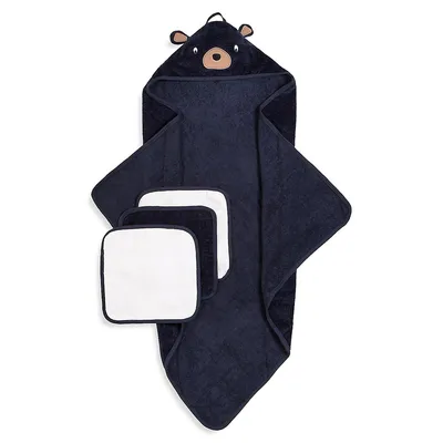 Baby's 4-Piece Hooded Bear Towel & Washcloth Set