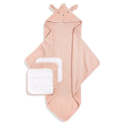 Baby's 4-Piece Bunny Bath Towel & Cloth Set