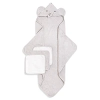 Baby's 4-Piece Hooded Elephant Graphic Bath Set