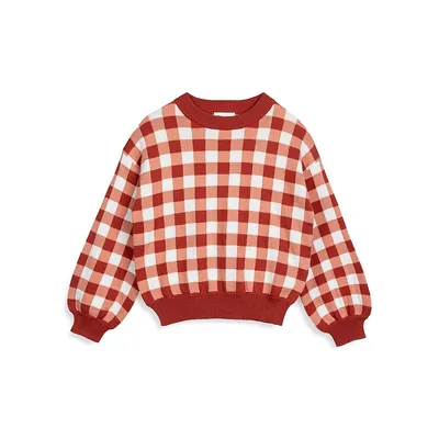 Girl's Cherry Pie Gingham Sweater