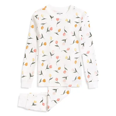 Ensemble pyjama 2 pièces avec imprimé de tulipe pâques pour petite fille