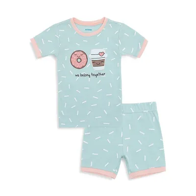 Pyjama à imprimé beignet pour petite fille, 2 pièces