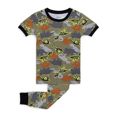 Boy's 2-Piece Dino-Print Pyjama Set