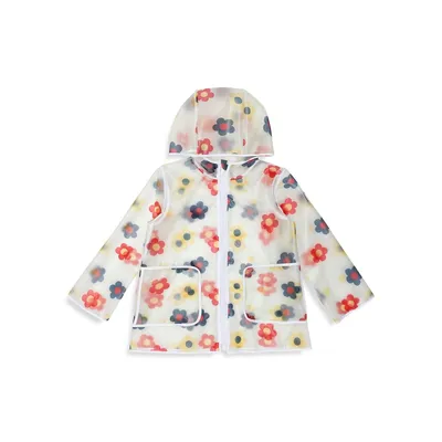 Little Girl's Floral Hooded Raincoat