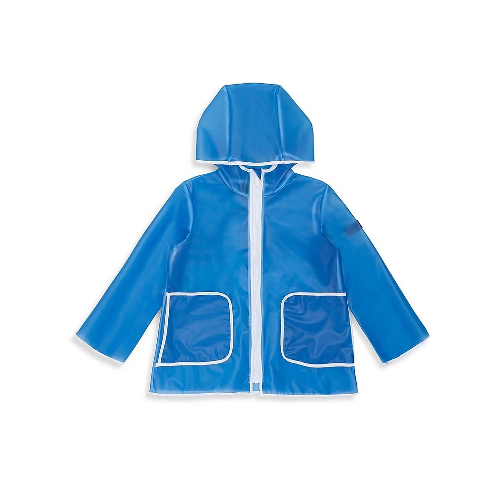 Imperméable uni à capuchon pour petite fille