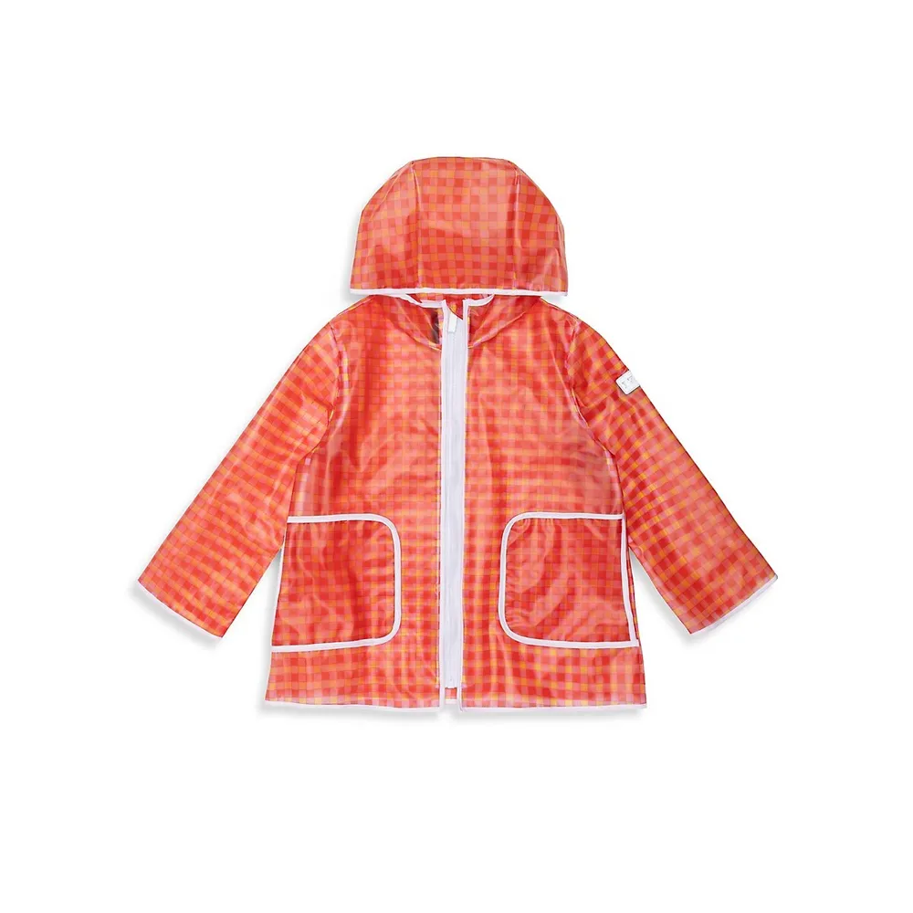 Little Girl's Checked Hooded Raincoat