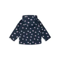 Little Girl's Floral-Print Hooded Raincoat