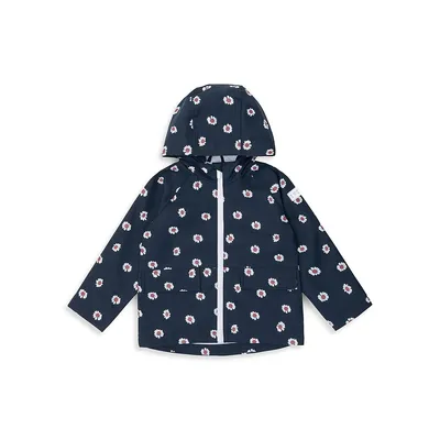Little Girl's Floral-Print Hooded Raincoat