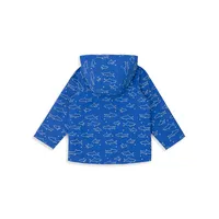 Little Boy's Shark-Print Hooded Raincoat