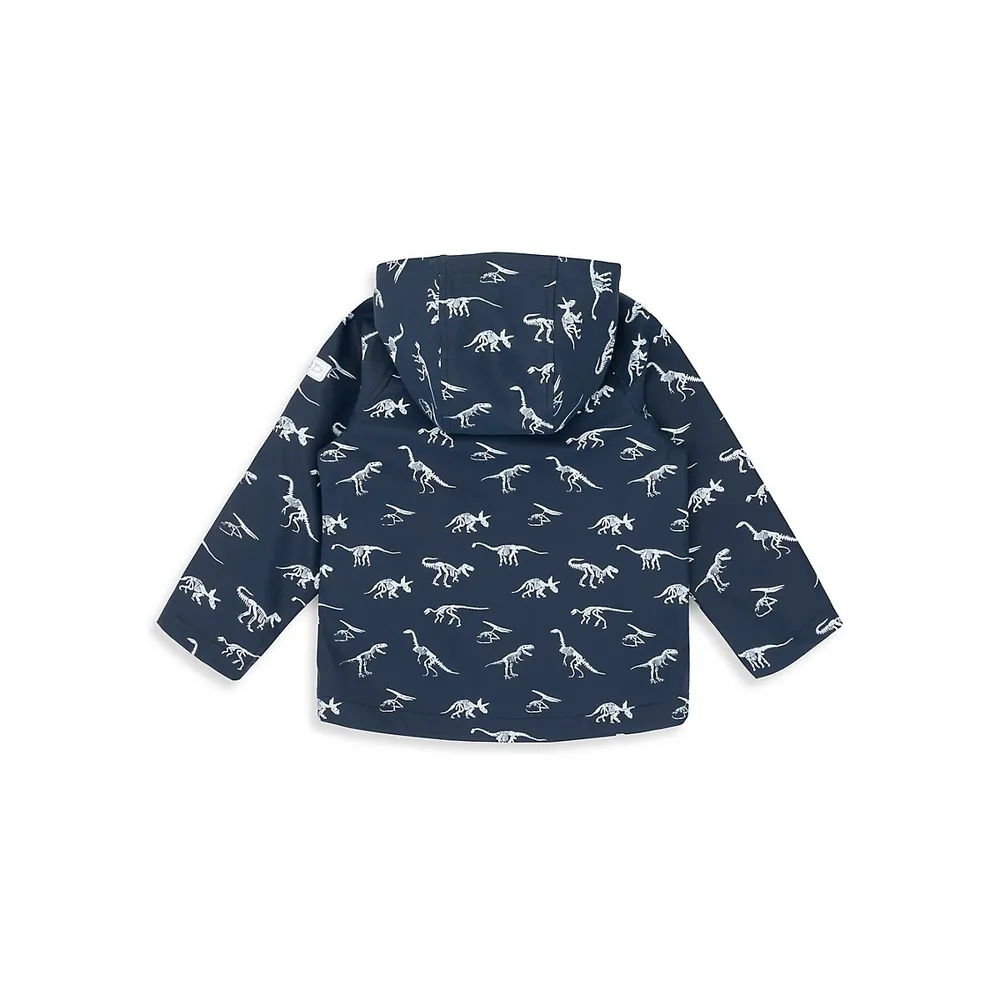 Little Boy's Dinosaur-Print Hooded Raincoat
