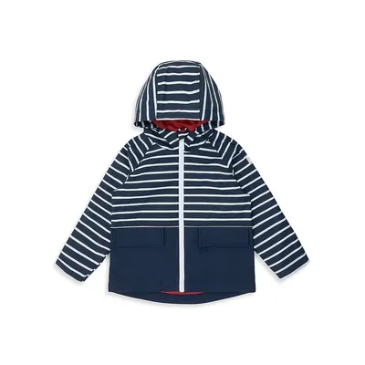 Little Boy's Striped Hooded Raincoat