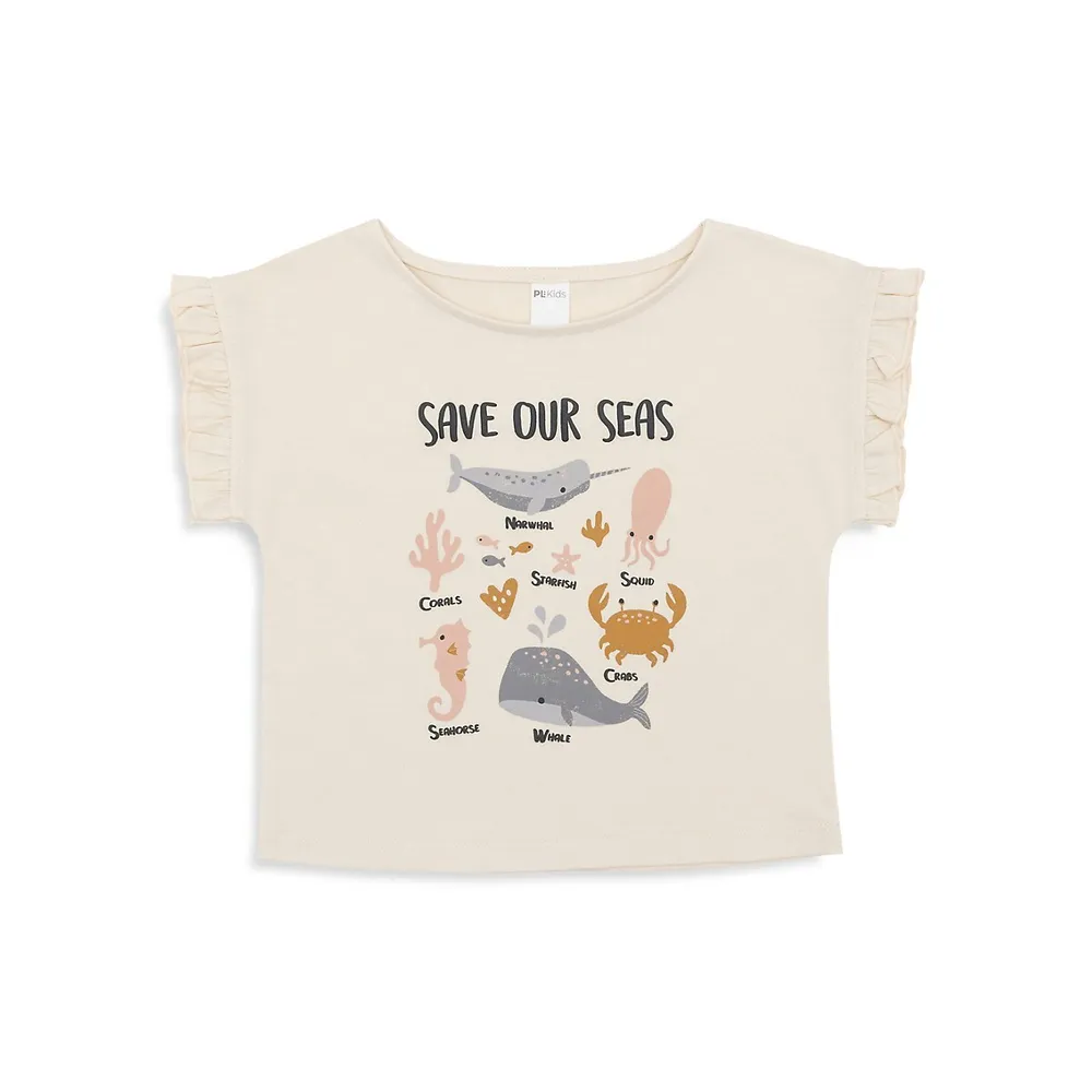 Ensemble t-shirt et short Save Our Seas pour fillette