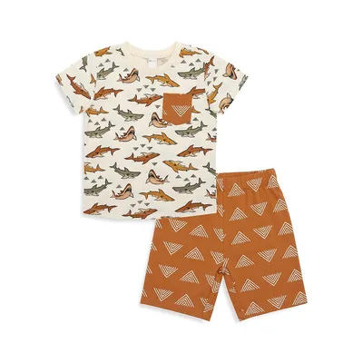 Ensemble short et t-shirt avec imprimé de requin pour petit garçon