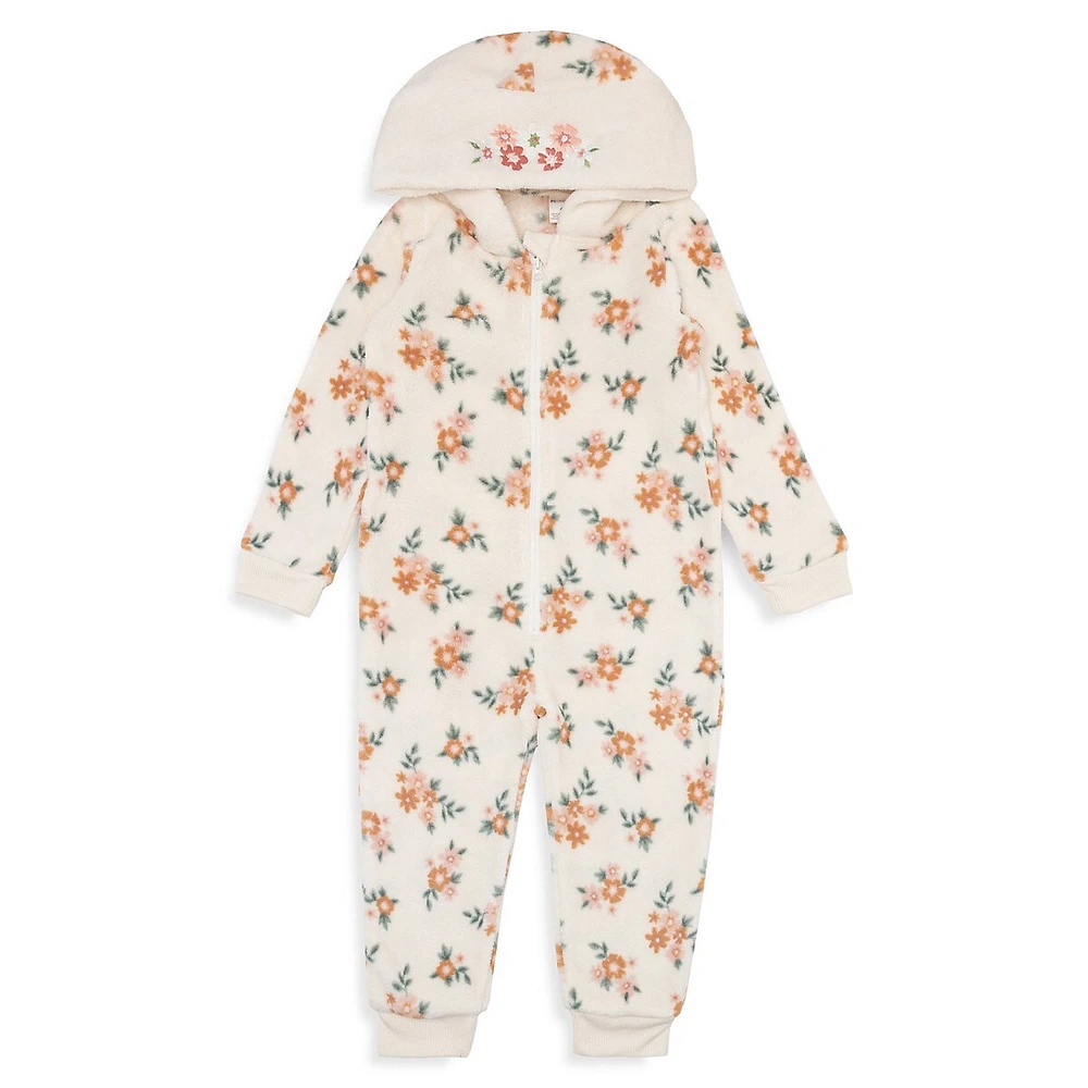 LIttle Girl's Floral One-Piece Romper Pyjama