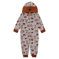 Little Boy's Printed Hooded One-Piece Pyjamas