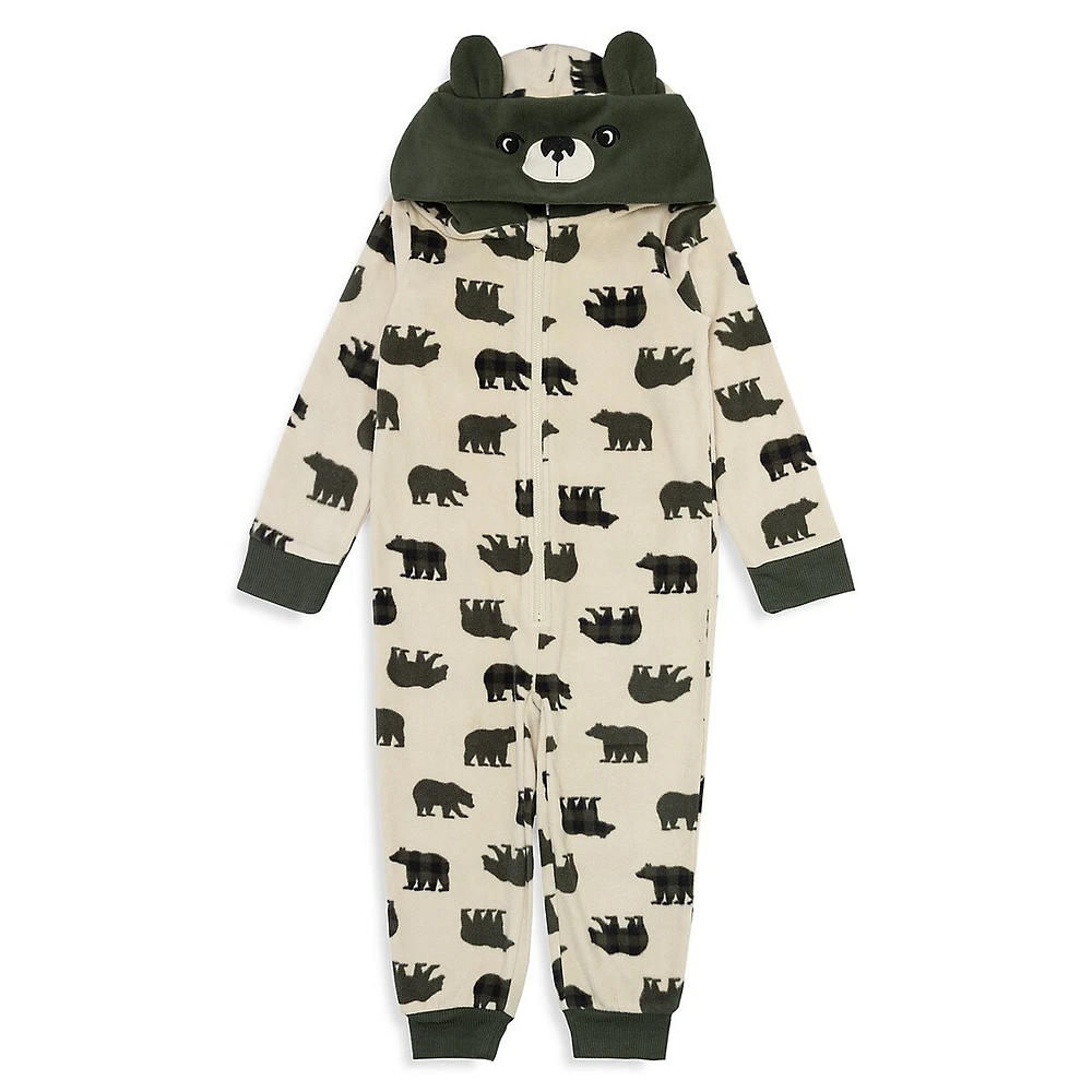 Little Boy's Printed Hooded One-Piece Pyjamas